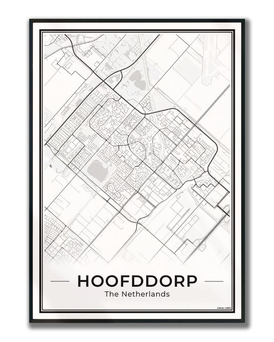 Stadskaart Hoofddorp Plattegrond voor Woonkamer Ingelijst Light
