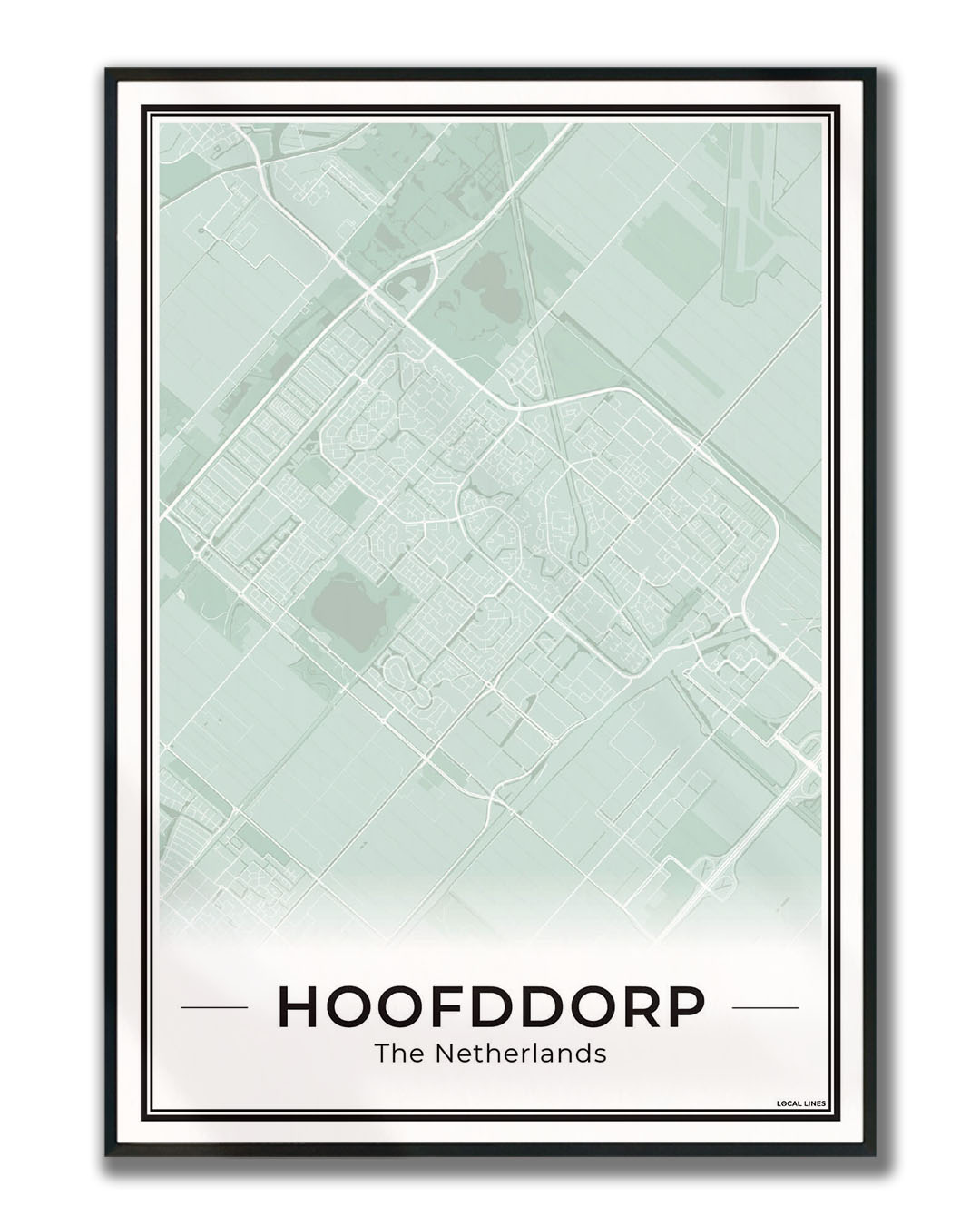 Stadskaart Hoofddorp Plattegrond voor Woonkamer ingelijst Sage