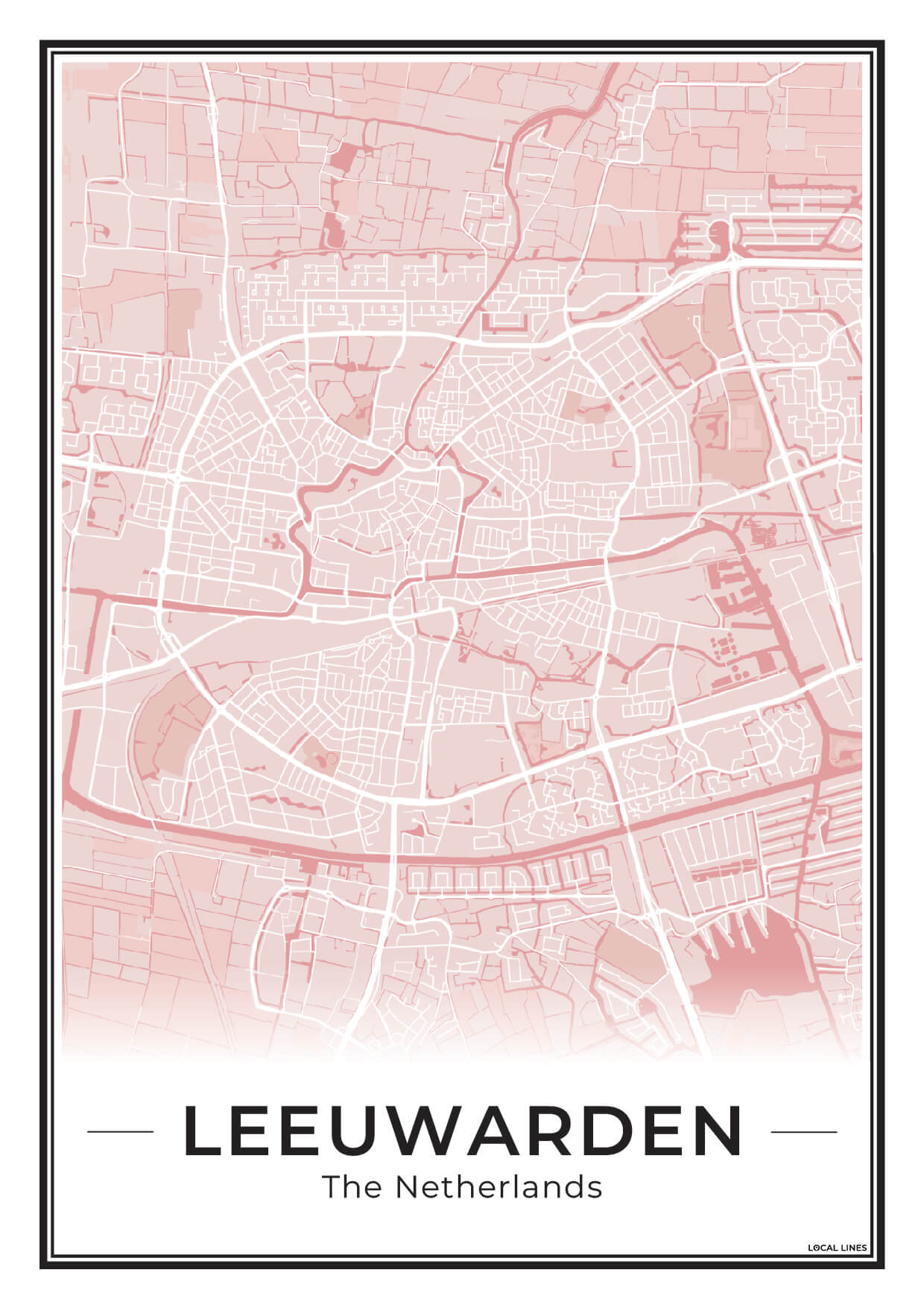 Stadskaart Leeuwarden Plattegrond voor Woonkamer Blush