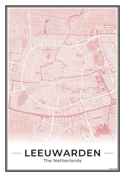 Stadskaart Leeuwarden Plattegrond voor Woonkamer Blush