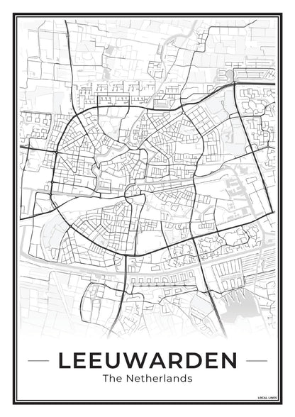 Stadskaart Leeuwarden Plattegrond voor Woonkamer Light