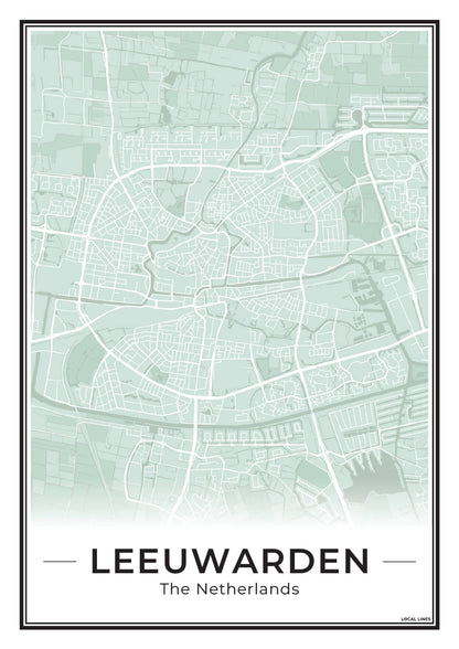 Stadskaart Leeuwarden Plattegrond voor Woonkamer Sage