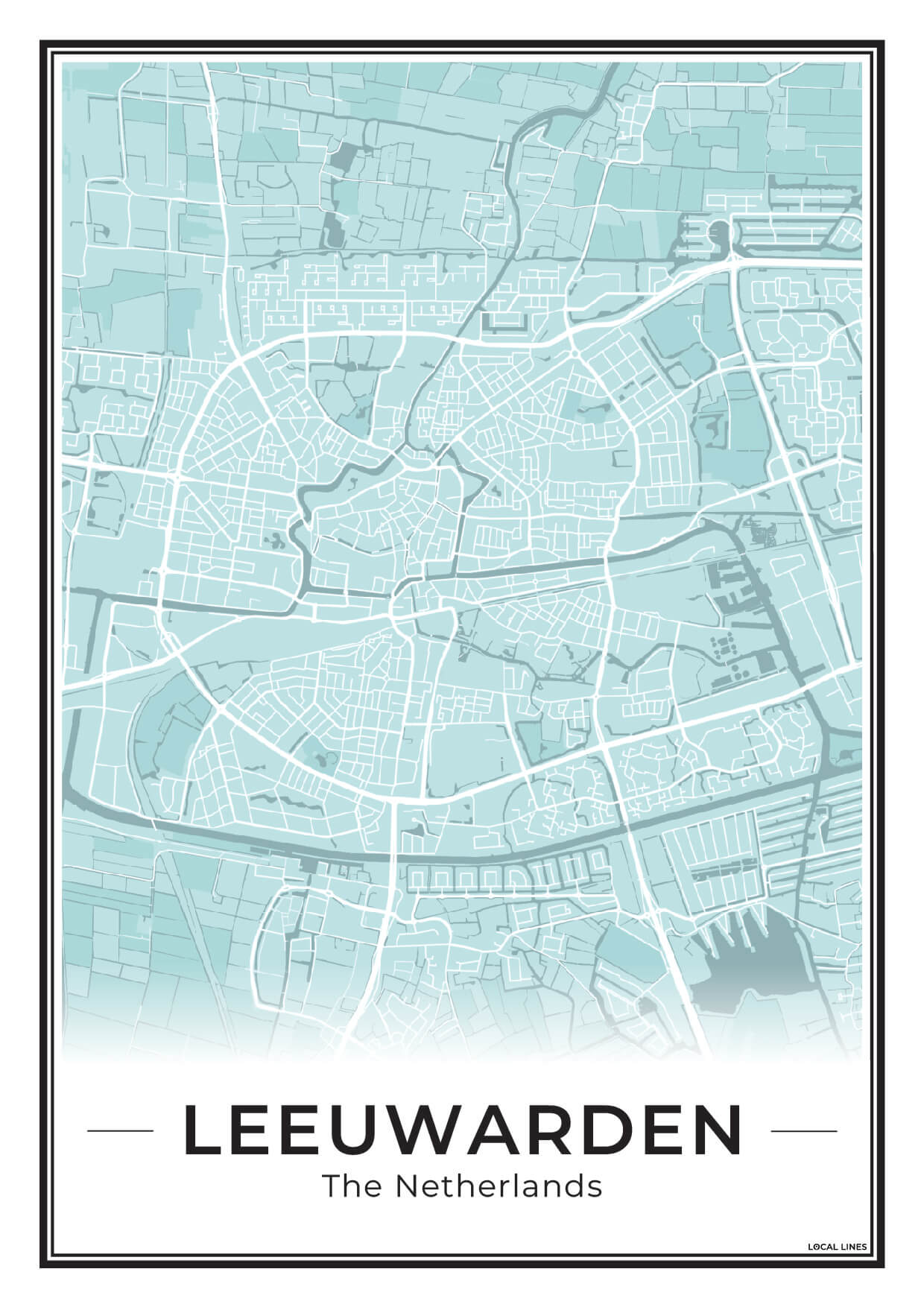 Stadskaart Leeuwarden Plattegrond voor Woonkamer Sky