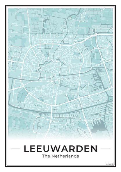 Stadskaart Leeuwarden Plattegrond voor Woonkamer Sky