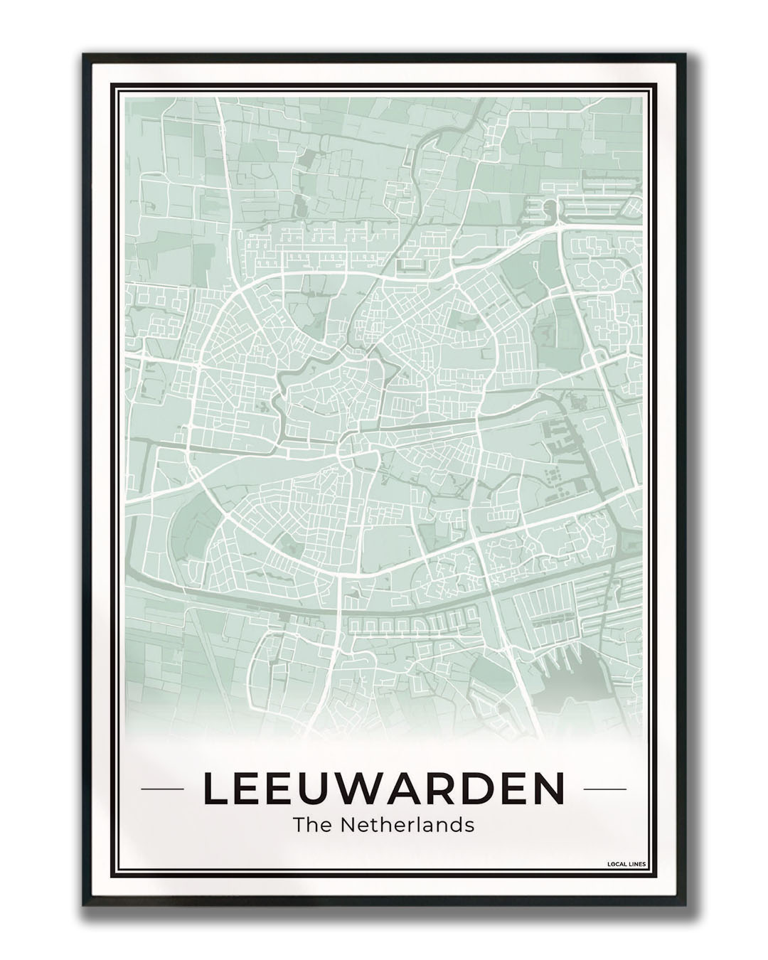 Stadskaart Leeuwarden Plattegrond voor Woonkamer ingelijst Sage