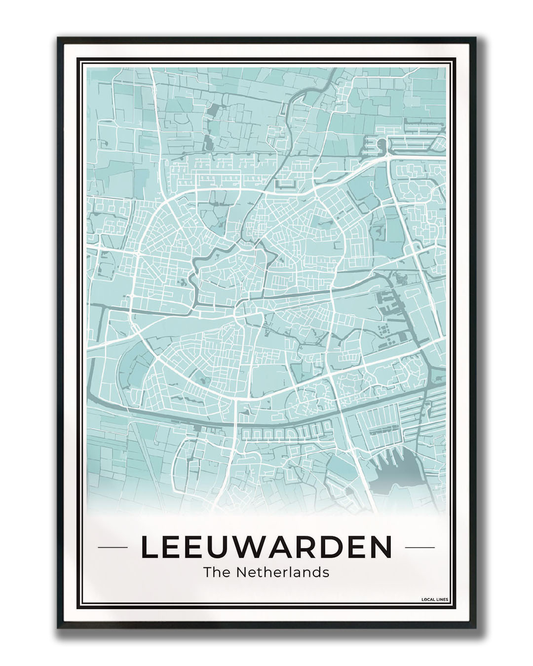 Stadskaart Leeuwarden Plattegrond voor Woonkamer ingelijst Sky