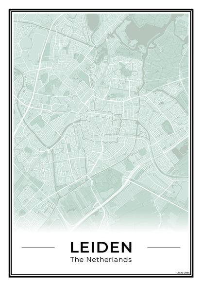 Stadskaart Leiden Poster voor Wanddecoratie Sage