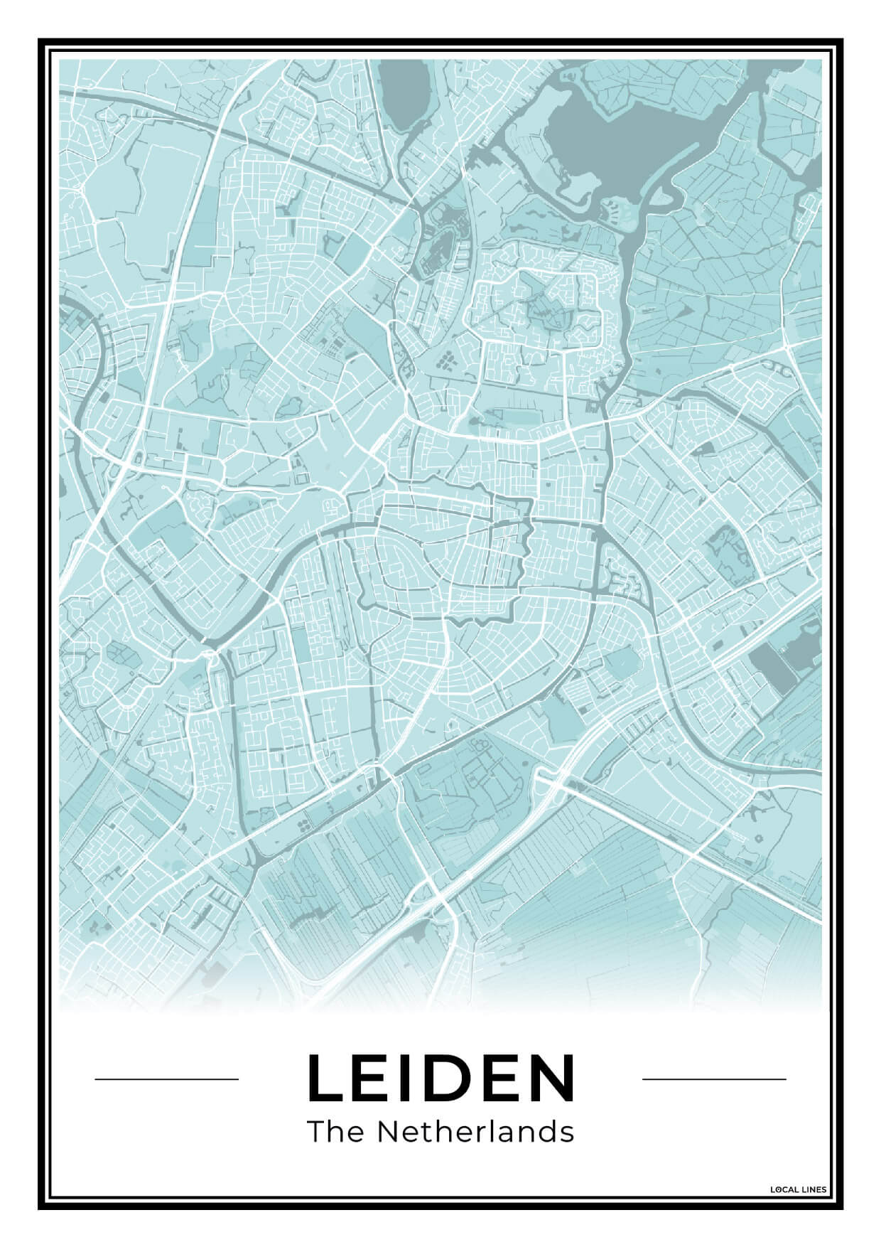 Stadskaart Leiden Poster voor Wanddecoratie Sky