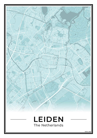 Stadskaart Leiden Poster voor Wanddecoratie Sky