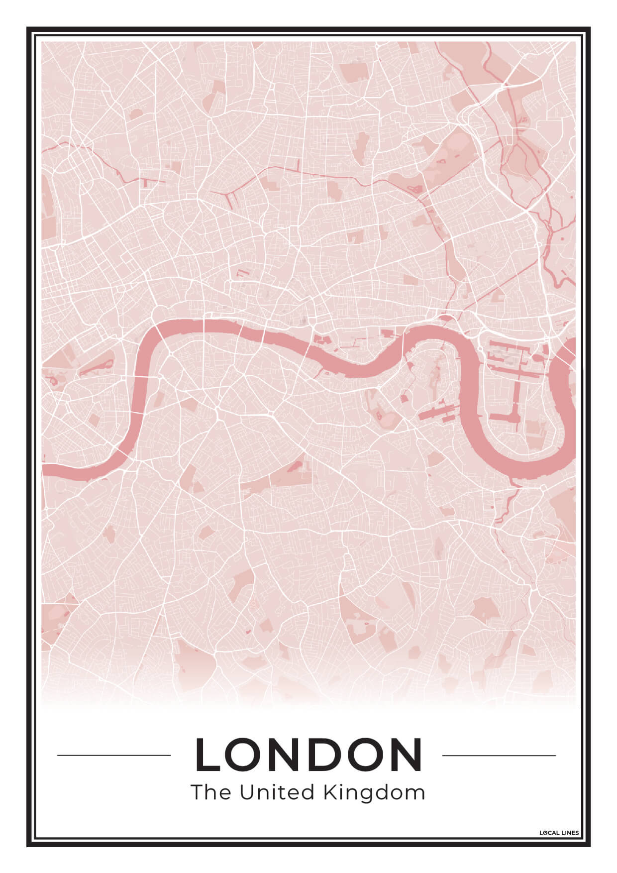 Poster Londen Plattegrond als Wanddecoratie Blush