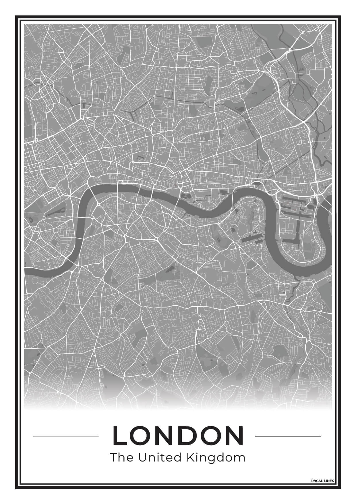 Poster Londen Plattegrond als Wanddecoratie Dark