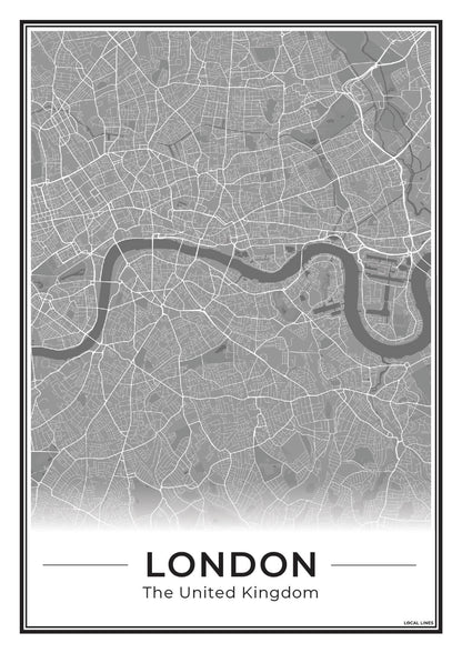 Poster Londen Plattegrond als Wanddecoratie Dark