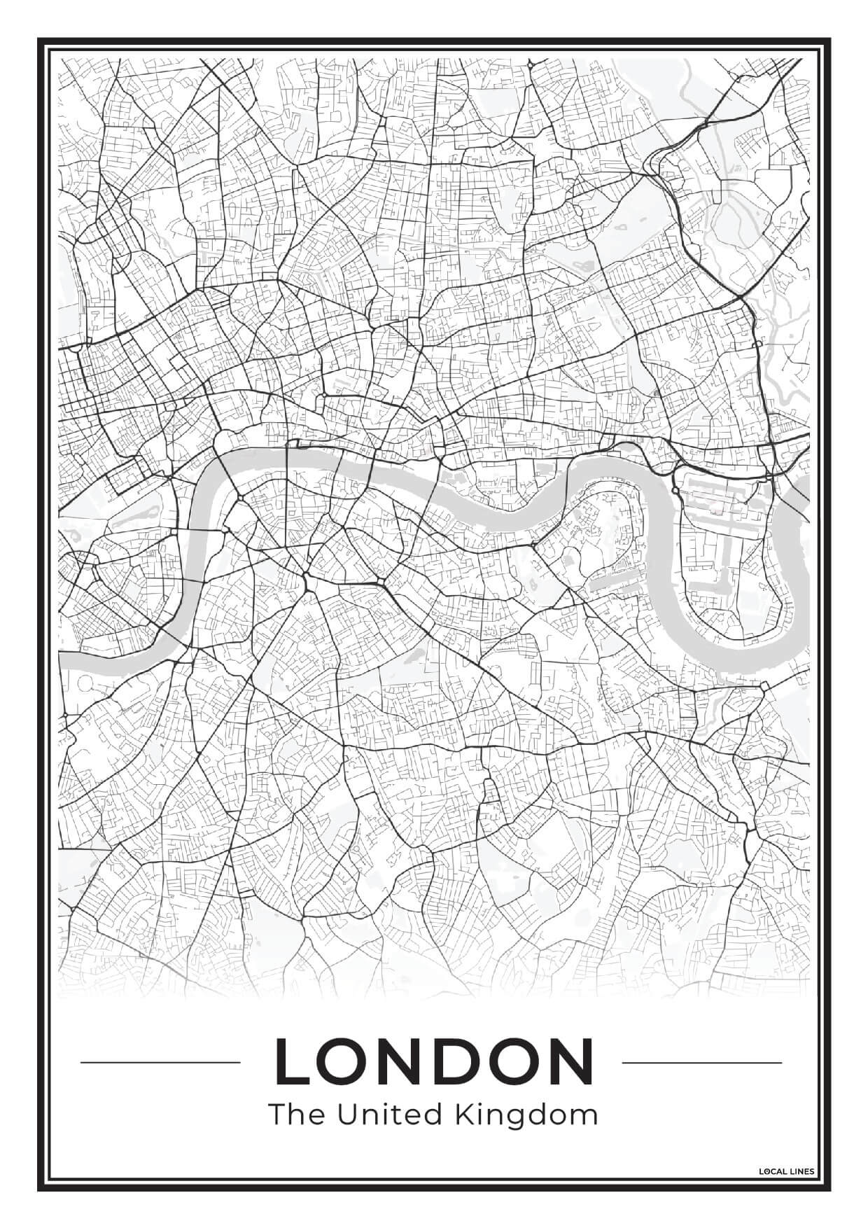 Poster Londen Plattegrond als Wanddecoratie Light