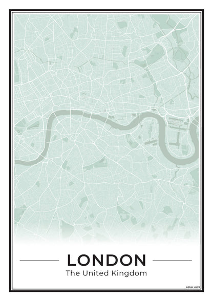 Poster Londen Plattegrond als Wanddecoratie Sage