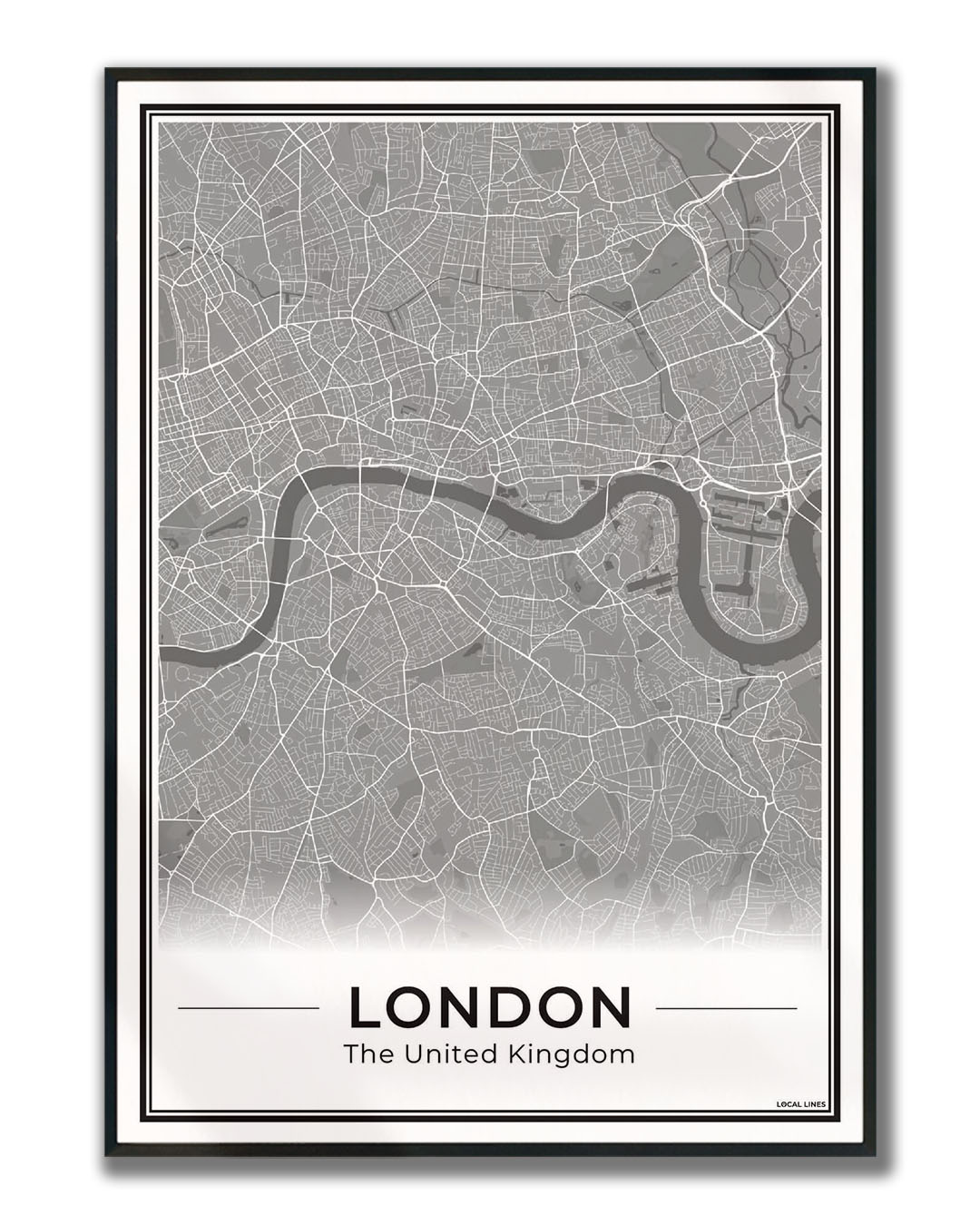 Poster Londen Plattegrond als Wanddecoratie ingelijst Dark