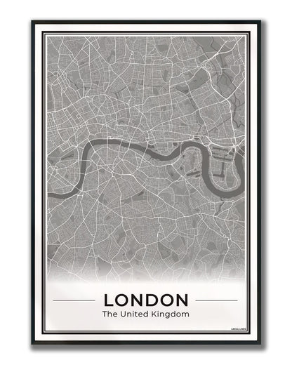 Poster Londen Plattegrond als Wanddecoratie ingelijst Dark
