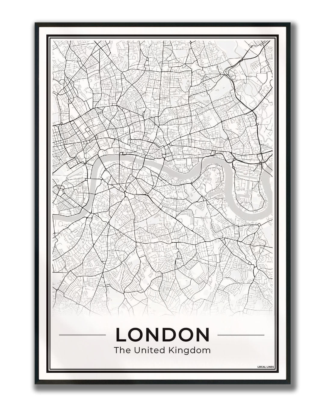 Poster Londen Plattegrond als Wanddecoratie ingelijst Light