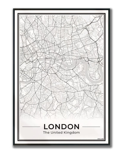 Poster Londen Plattegrond als Wanddecoratie ingelijst Light