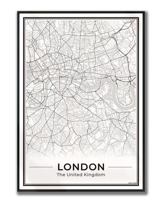 Poster Londen Plattegrond als Wanddecoratie ingelijst Light