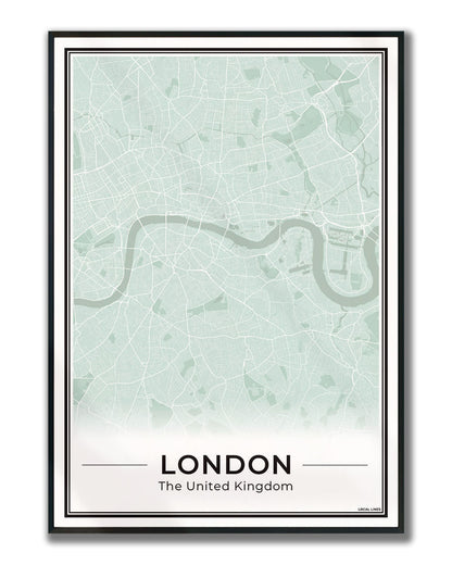 Poster Londen Plattegrond als Wanddecoratie ingelijst Sage
