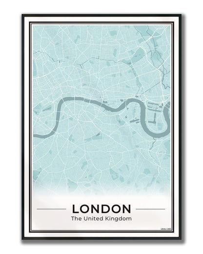 Poster Londen Plattegrond als Wanddecoratie Ingelijst Sky