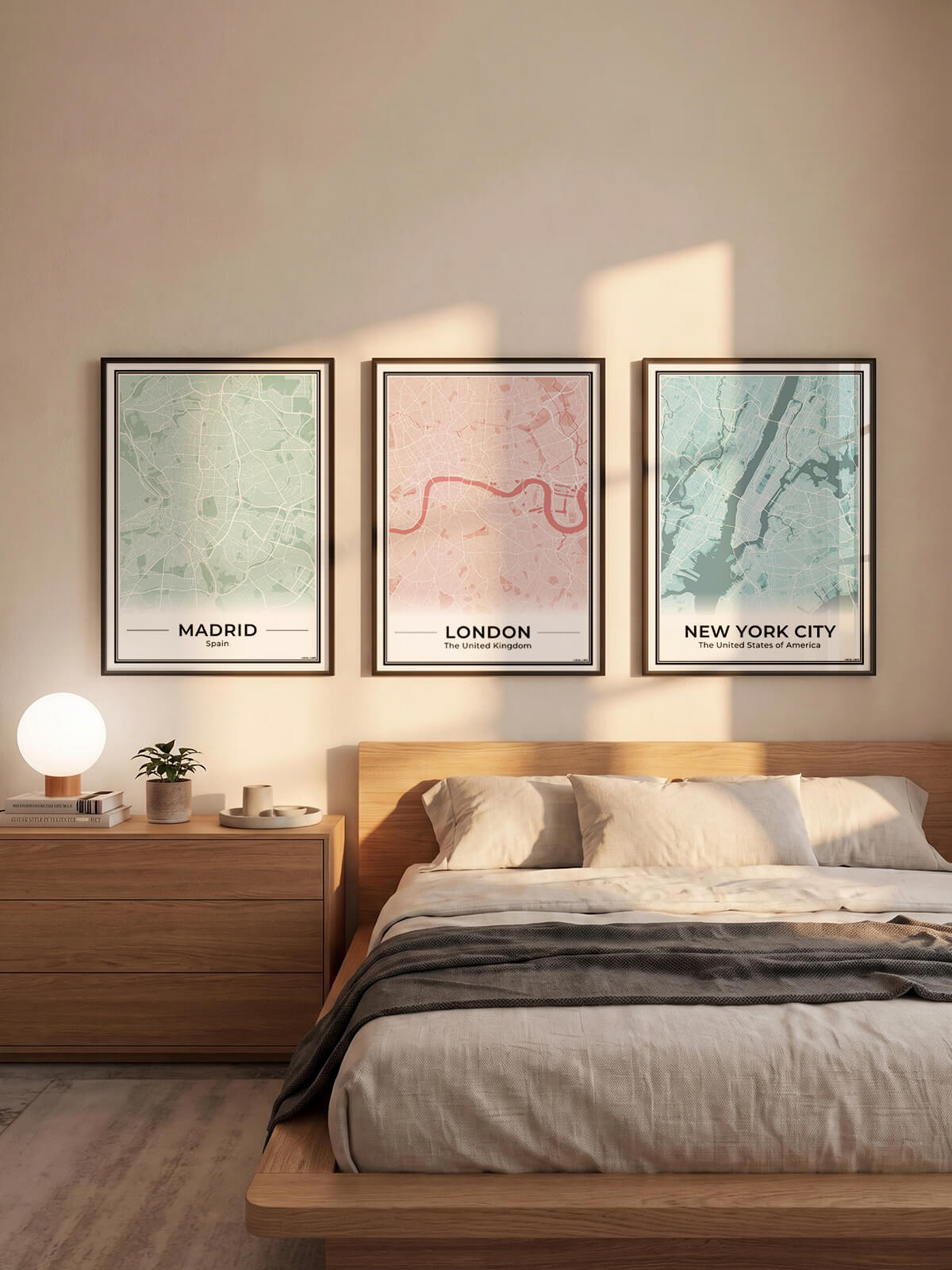 Poster Londen Plattegrond als Wanddecoratie in 3 Kleuren in Slaapkamer Algemeen