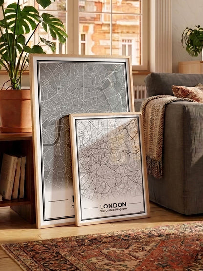 Poster Londen Plattegrond als Wanddecoratie in woonkamer in wit en grijs Algemeen