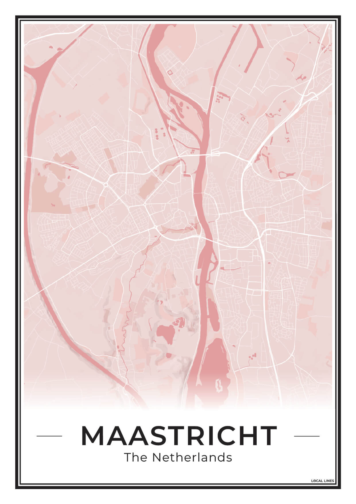 Plattegrond Maastricht Poster voor Woonkamer Blush