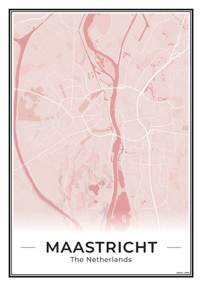Plattegrond Maastricht Poster voor Woonkamer Blush
