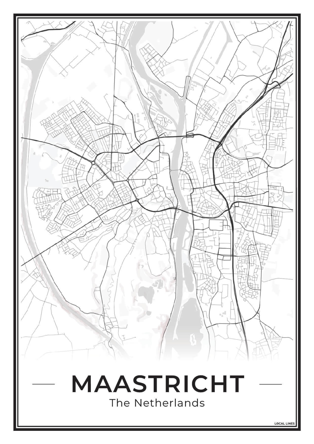 Plattegrond Maastricht Poster voor Woonkamer Light