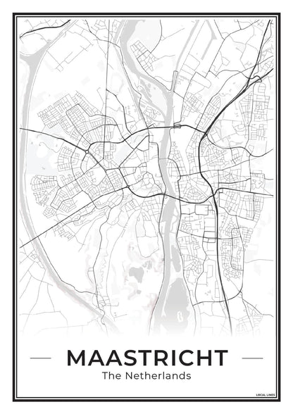 Plattegrond Maastricht Poster voor Woonkamer Light