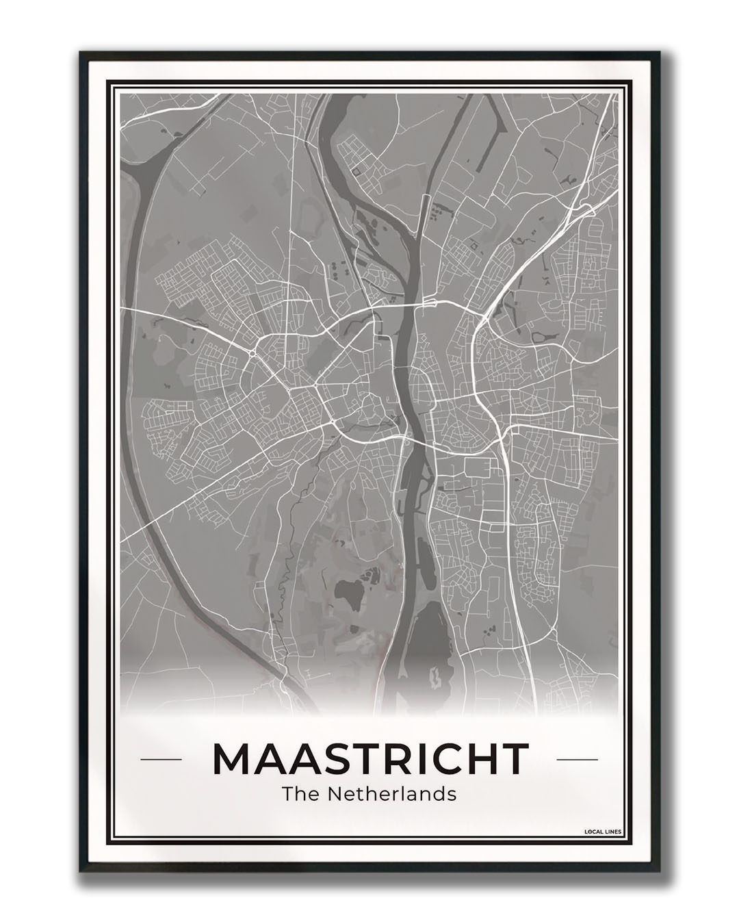 Plattegrond Maastricht Poster voor Woonkamer ingelijst Dark