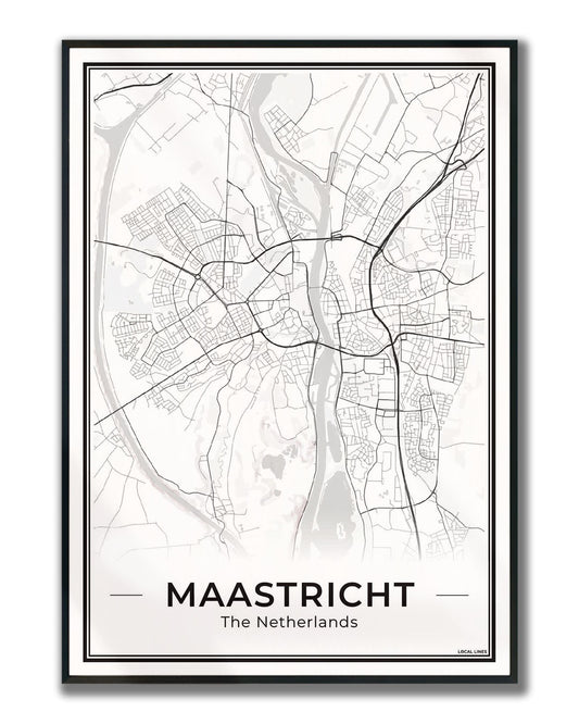 Plattegrond Maastricht Poster voor Woonkamer ingelijst Light