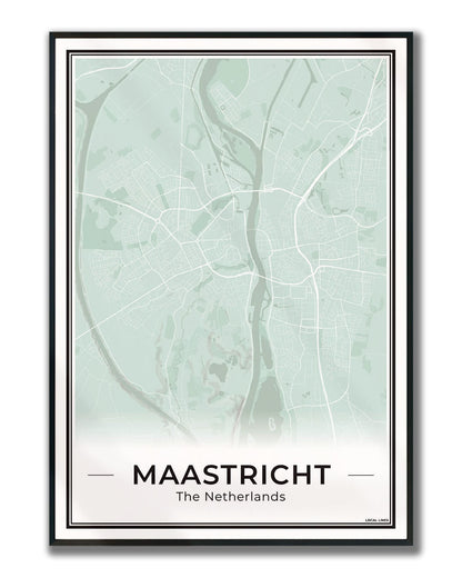 Plattegrond Maastricht Poster voor Woonkamer ingelijst Sage