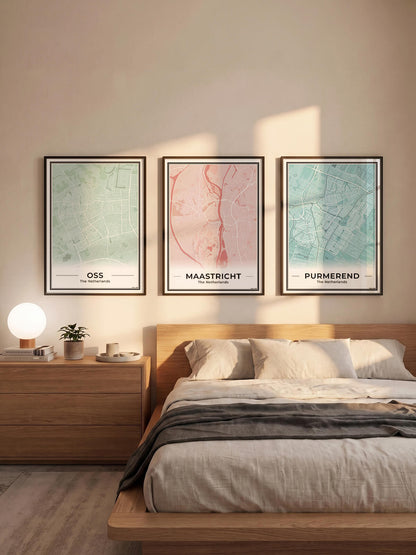 Plattegrond Maastricht Poster voor Woonkamer in 3 kleuren in Slaapkamer Algemeen