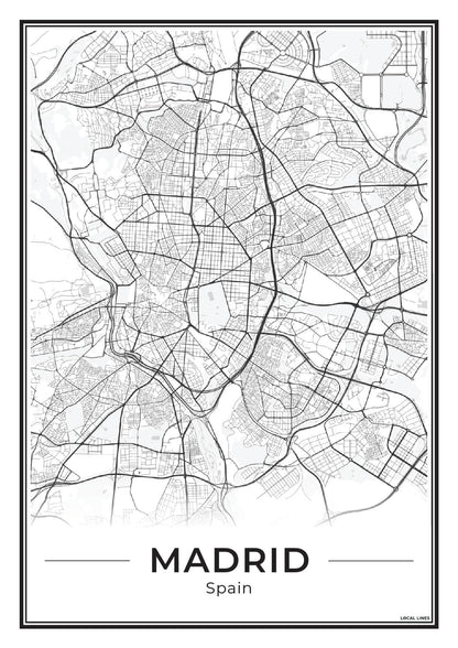 Madrid Poster van Plattegrond als Wanddecoratie Light