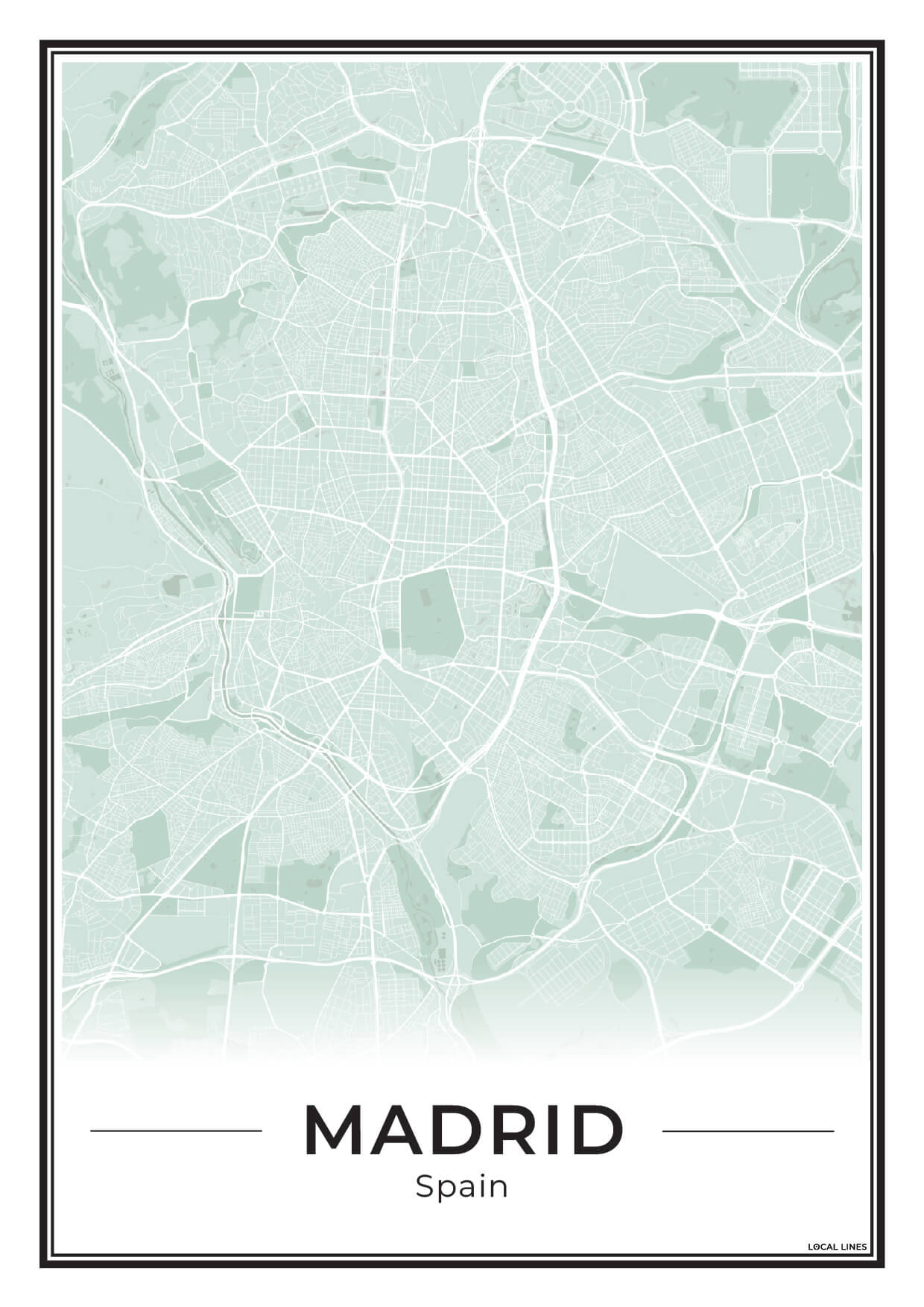 Madrid Poster van Plattegrond als Wanddecoratie Sage