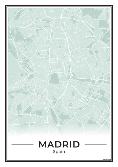 Madrid Poster van Plattegrond als Wanddecoratie Sage