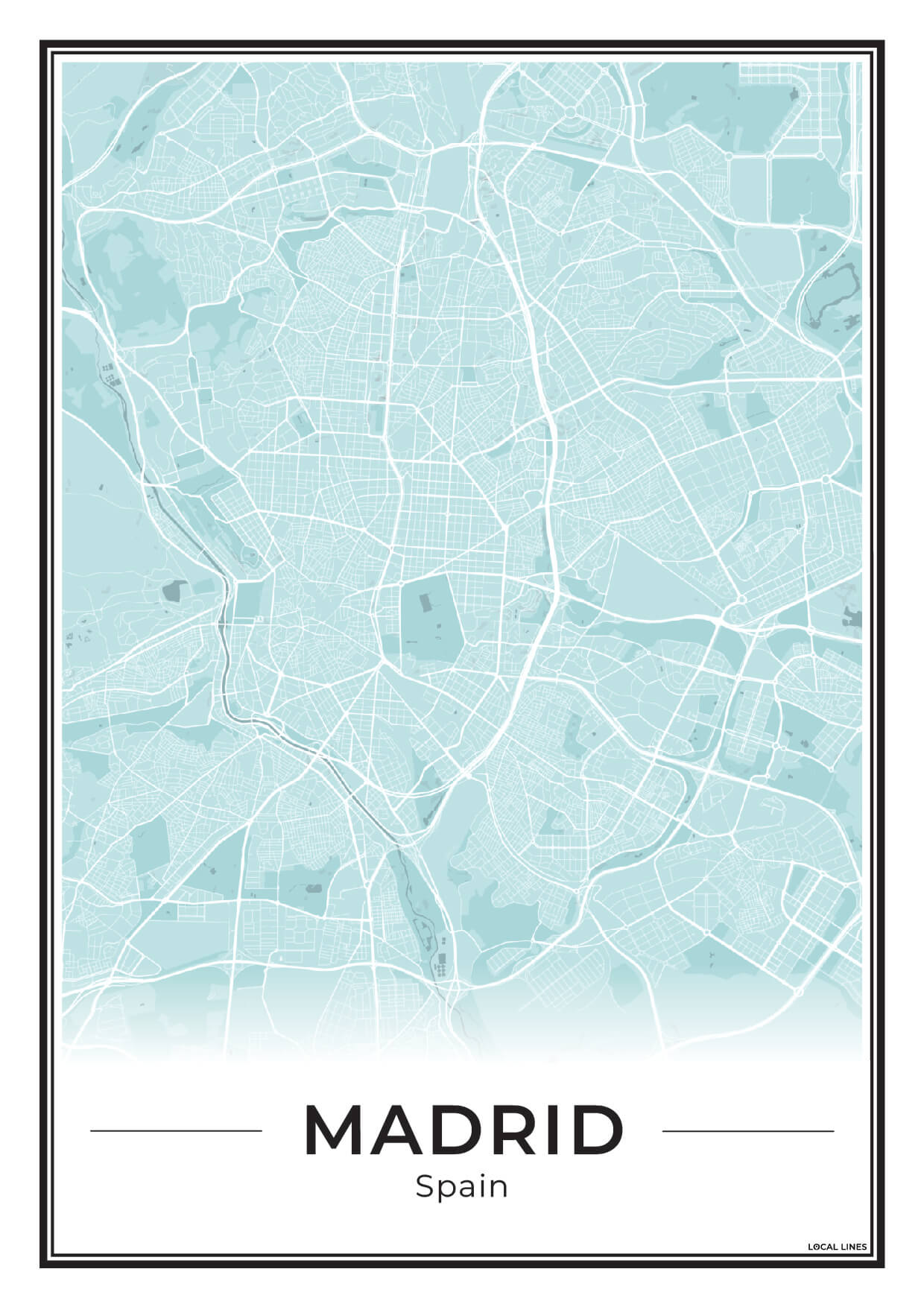 Madrid Poster van Plattegrond als Wanddecoratie Sky