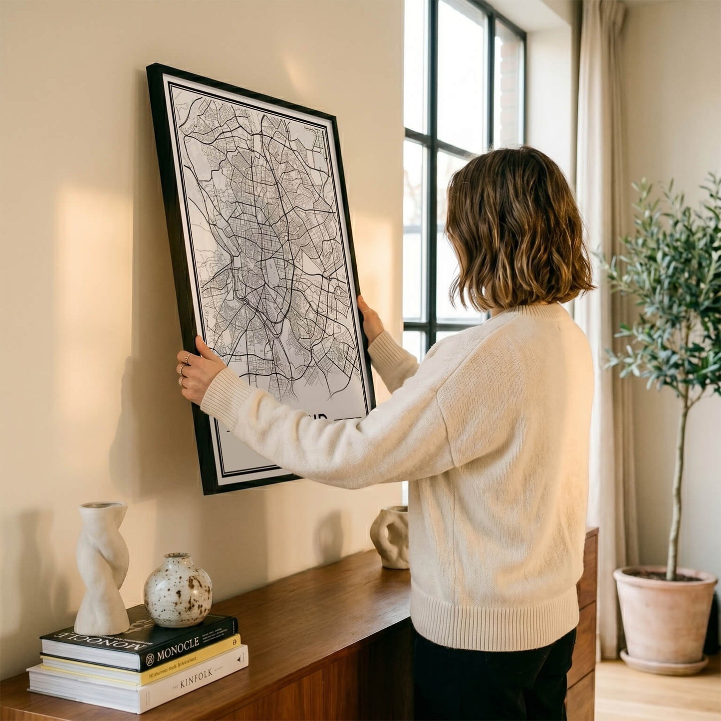 Madrid Poster van Plattegrond als Wanddecoratie aan muur ophangen in woonkamer Algemeen