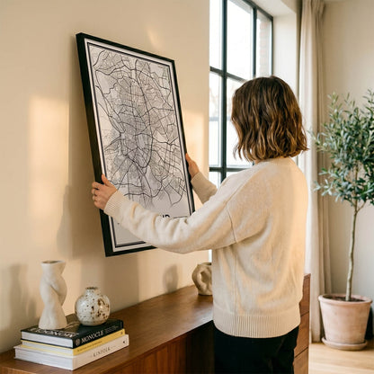 Madrid Poster van Plattegrond als Wanddecoratie aan muur ophangen in woonkamer Algemeen