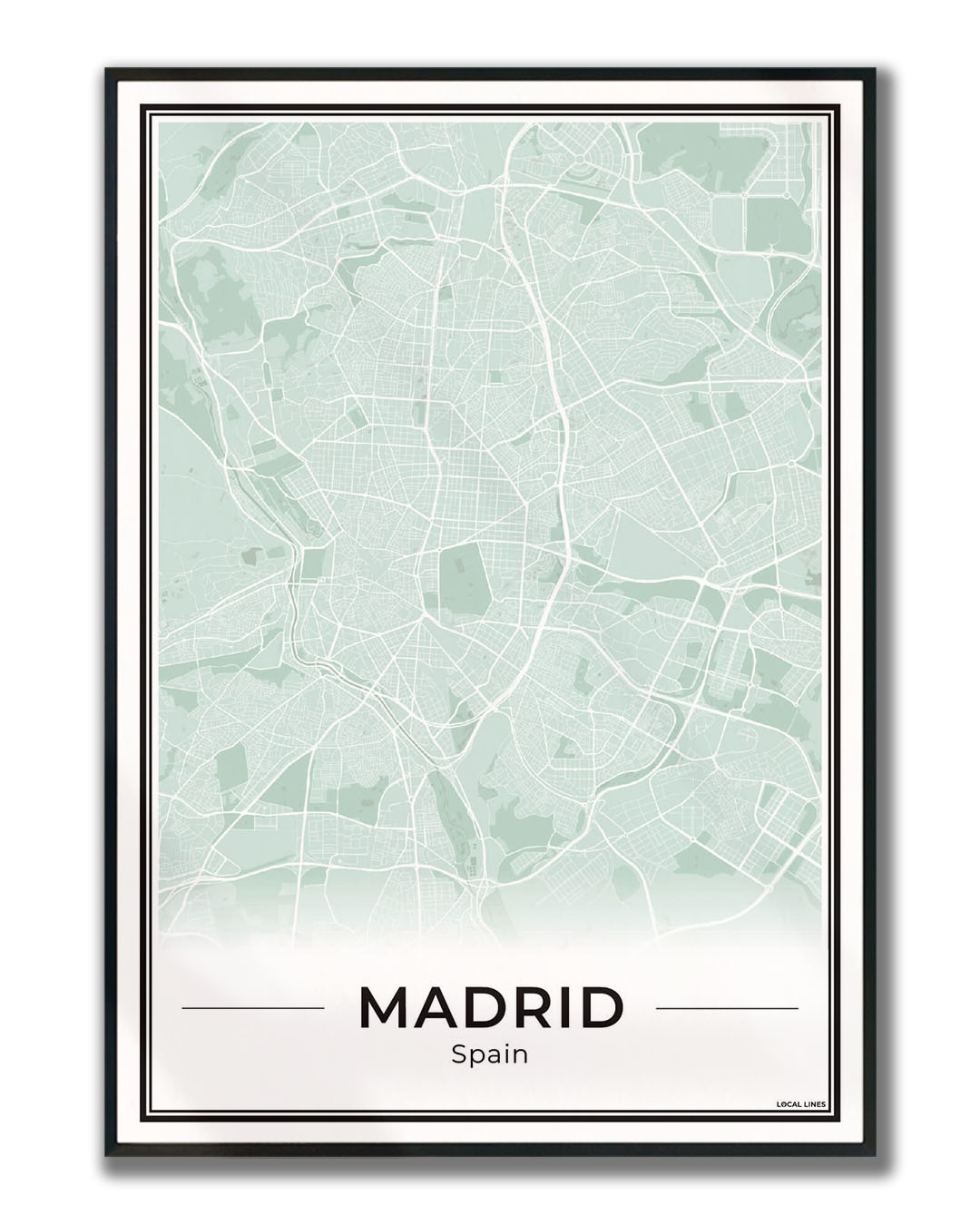 Madrid Poster van Plattegrond als Wanddecoratie ingelijst Sage