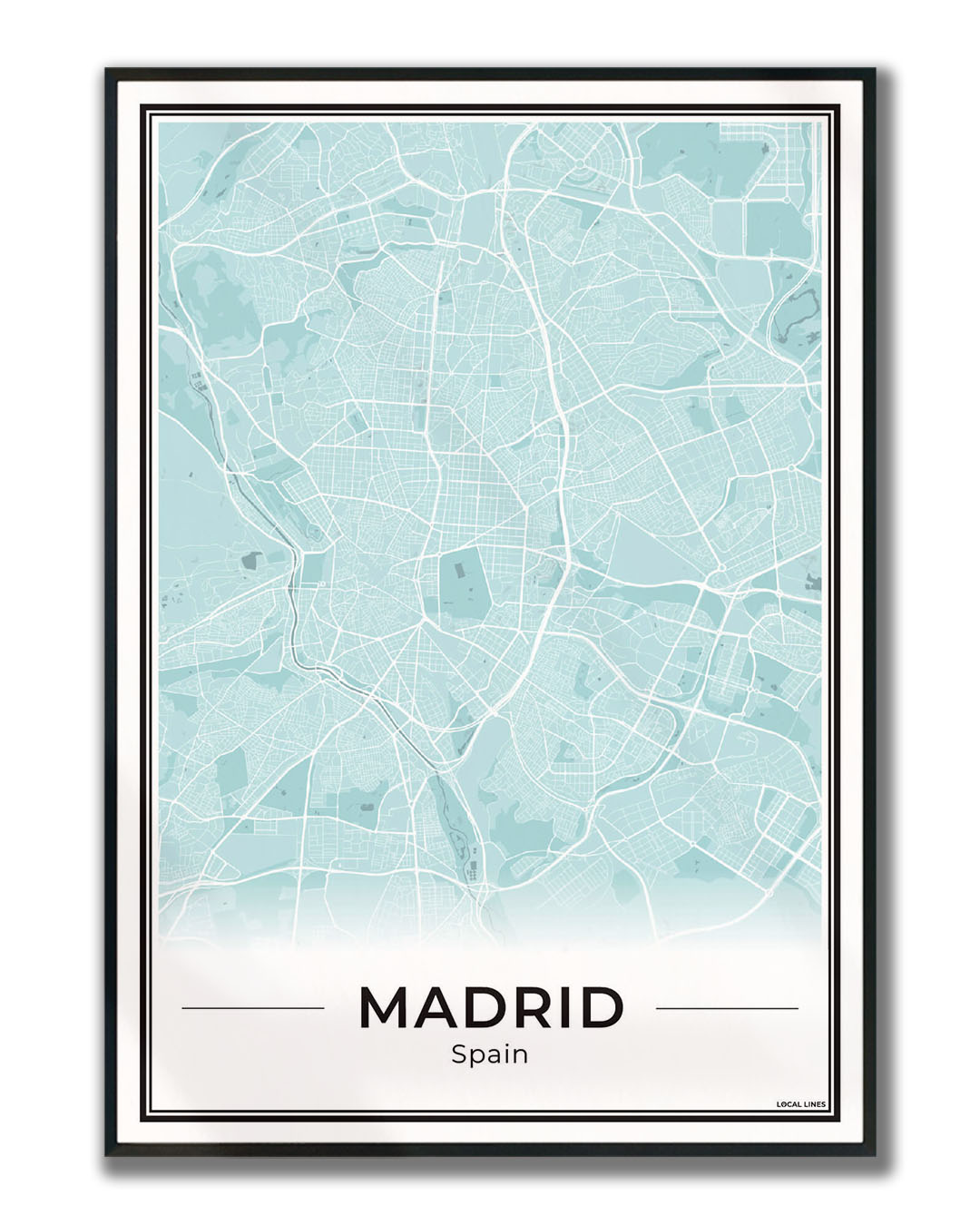 Madrid Poster van Plattegrond als Wanddecoratie ingelijst Sky