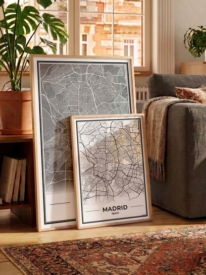 Madrid Poster van Plattegrond als Wanddecoratie in woonkamer Algemeen