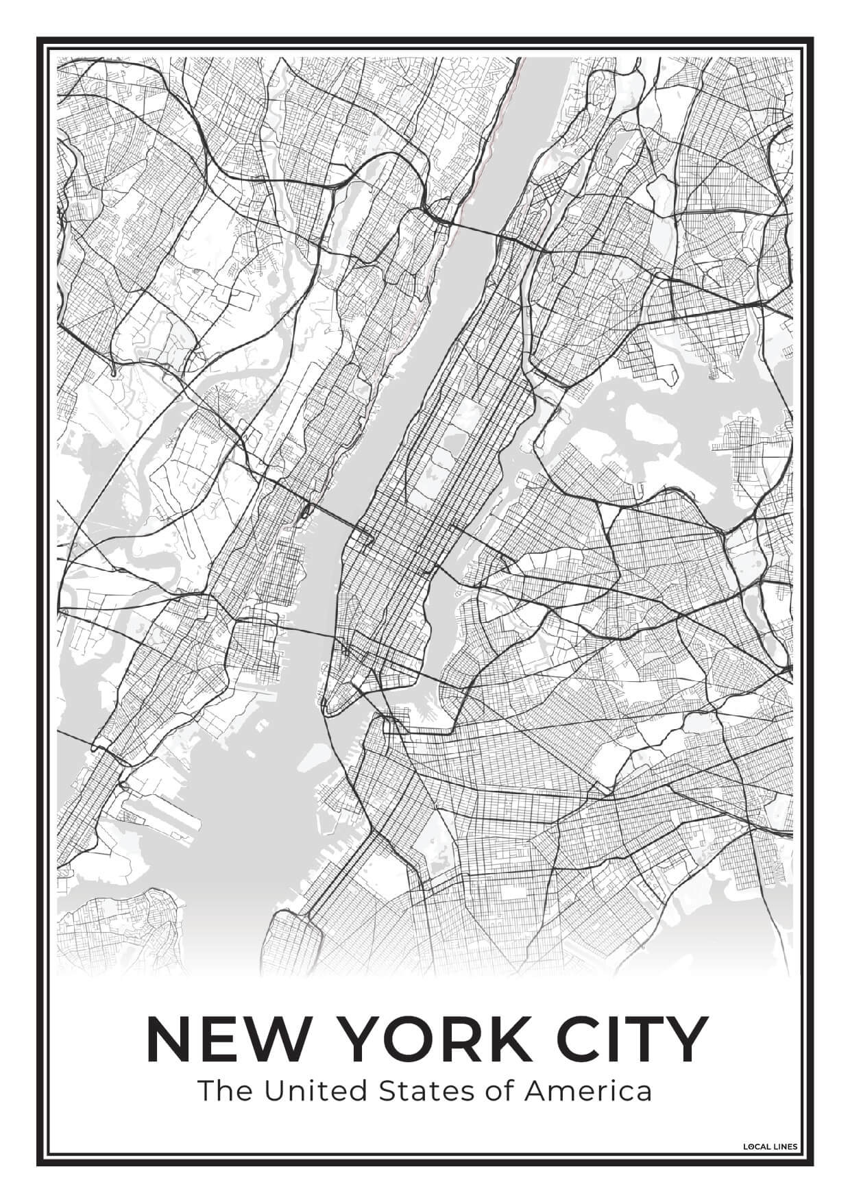 New York Poster van Plattegrond als Wanddecoratie Light