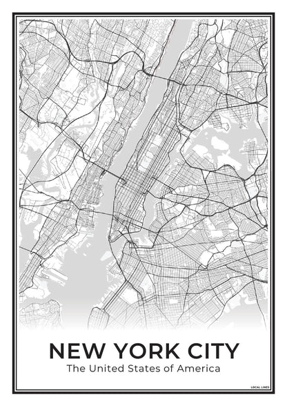 New York Poster van Plattegrond als Wanddecoratie Light