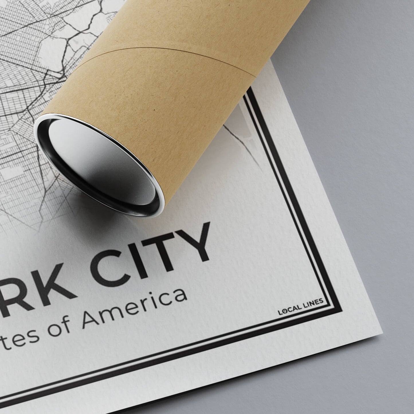 New York Poster van Plattegrond als Wanddecoratie detail van papier met koker Algemeen
