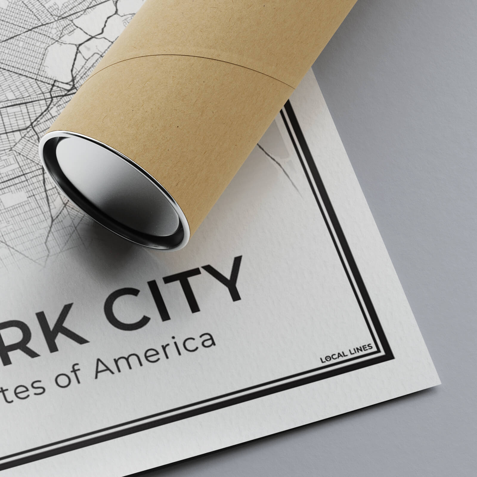 New York Poster van Plattegrond als Wanddecoratie detail van papier met koker Algemeen