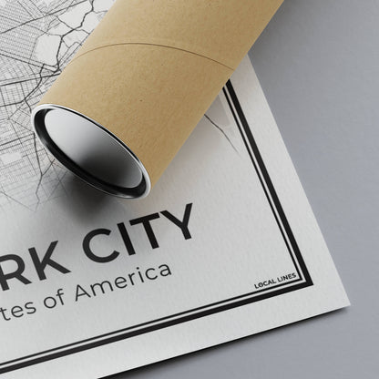 New York Poster van Plattegrond als Wanddecoratie detail van papier met koker Algemeen