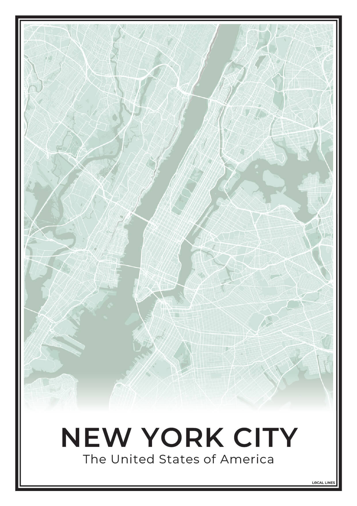 New York Poster van Plattegrond als Wanddecoratie Sage